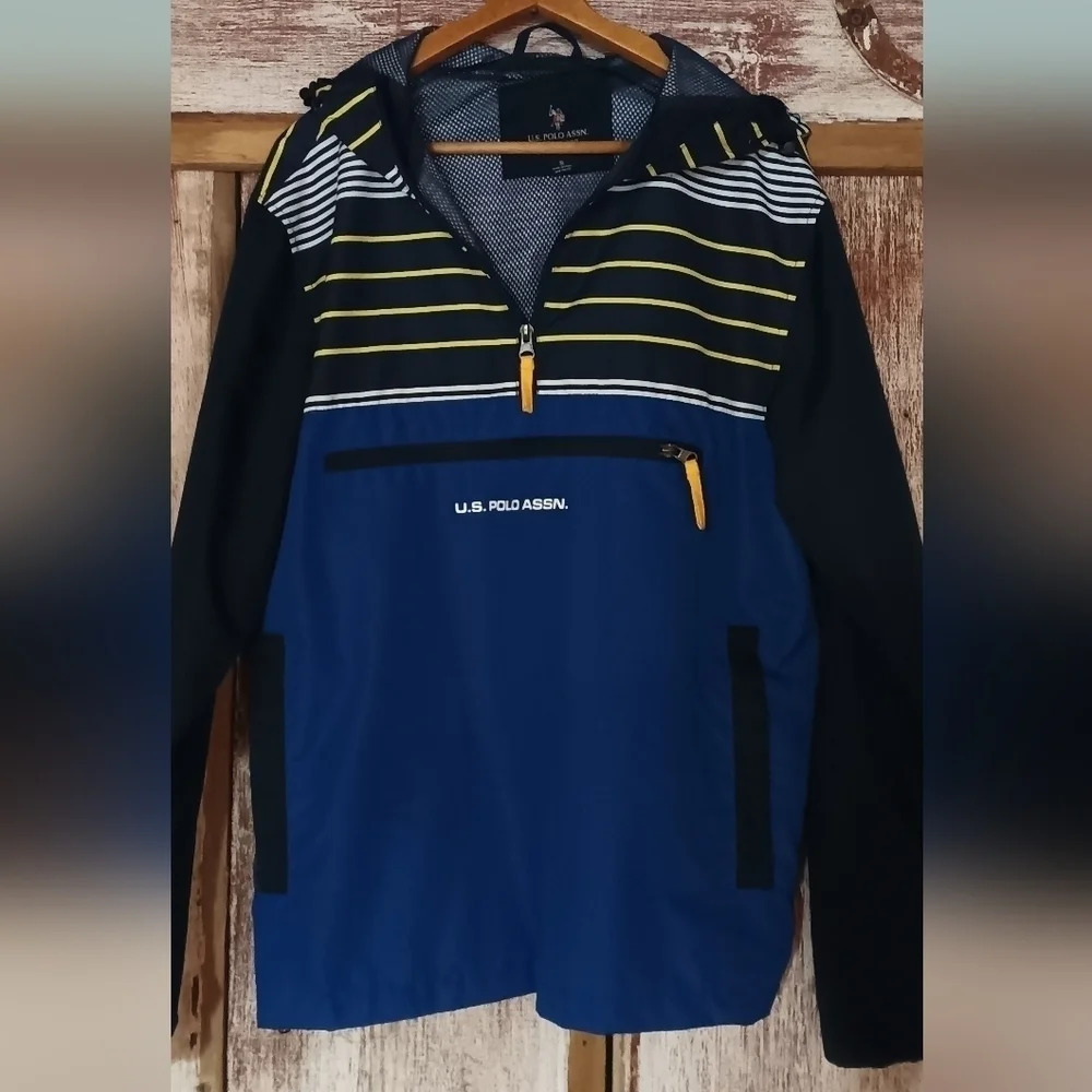 Windbreaker U. S. Polo Assn. 1/4 zip sharp blue men's small nwot - Picture 2 of 6